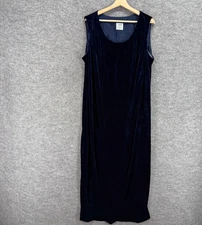 R&M Richards Dress Women M Medium Blue Maxi Long Velvet Sleeveless Round Neck