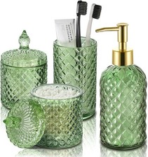 Bathroom Accessories Set, 4 Pack Olive Green Bathroom Decor Accessory Sets