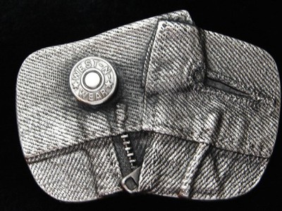 QE05133 *NOS* VINTAGE 1979 **WEST-N-WEAR** JEANS WAISTBAND PEWTER BELT BUCKLE