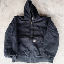 Vintage Carhartt Quilted Hooded Active Jacket “stone Black” J130 Faded Men’s XL