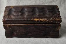 Hand Carved Wood Trinket Box W/Hinged Lid 6.5"x3.5"