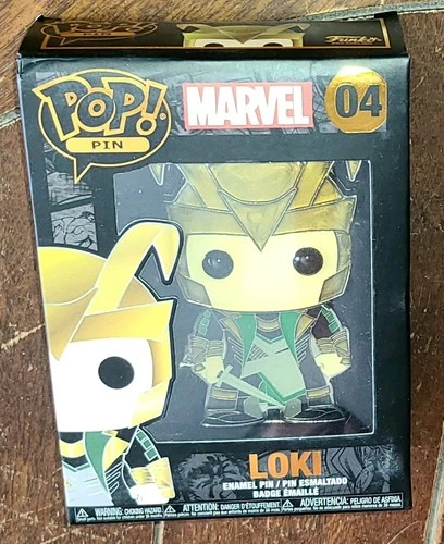 POP! Pin Marvel: #04 LOKI ☆OPEN PACKAGE☆ 4" Enamel Pin! (2020, Funko)