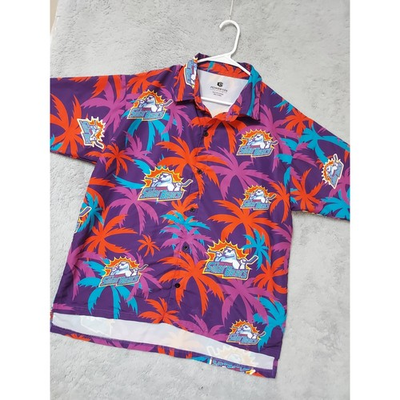 #ad Orlando Solar Bears Shirt Mens Large ECHL Hockey Tropical Palm Powertek Hawaiian $29.95