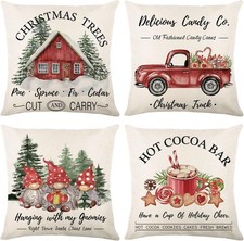 Christmas Throw Pillow Covers 20x20 Set of 4, Merry Christmas Tree Gnome Red ...