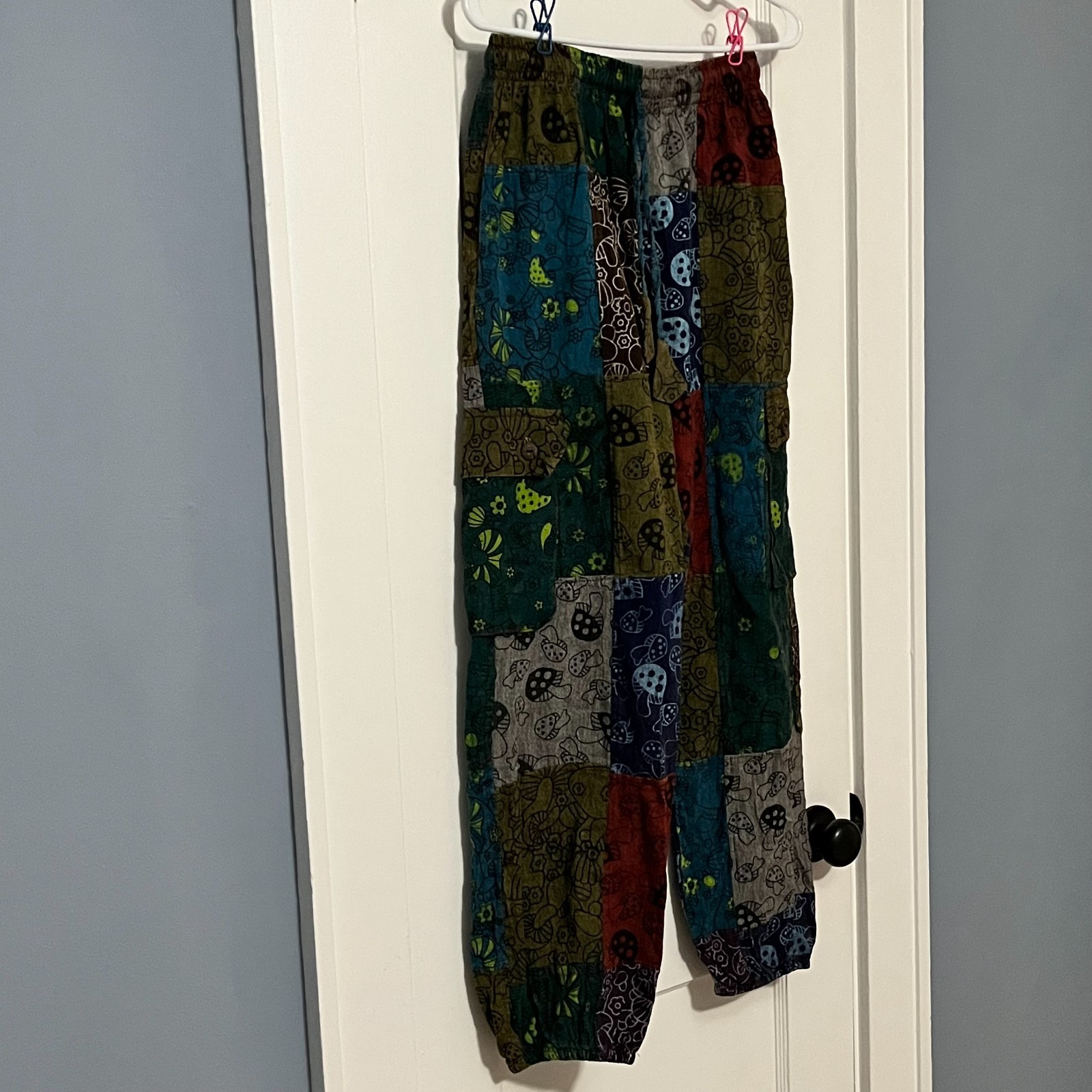 Pull on mushroom patchwork multicolor joggers siz… - image 2
