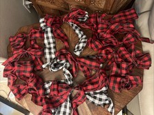 Buffalo Plaid Bow Lot Christmas Bows with Wire For Attaching 13 Total 6-9 inches