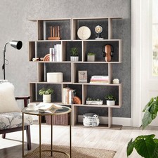 5 Tier Bookshelf Bookcase Display Shelf Room Divider Freestanding Rustic Brown