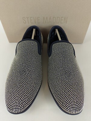 Steve Madden Mezmoryz Loafers Mens 9.5 Black Gold Studded Slip On Shoes NWB Steve Madden Mezmoryz Loafers Mens 9.5 Black Gold Studded  main image 2