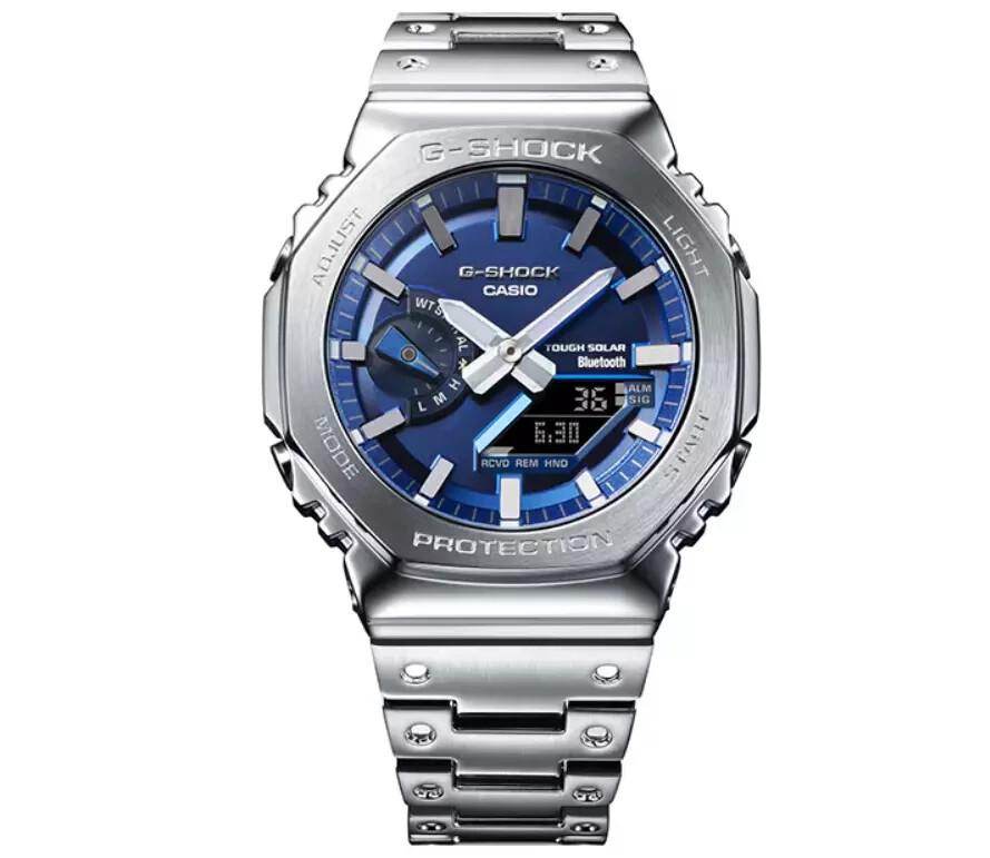 【美品】G-SHOCK GMC-B2100AD-2AJF シルバー/ブルー CASIO G-SHOCK GM-B2100AD-2AJF Blue Full Metal Analog Digital