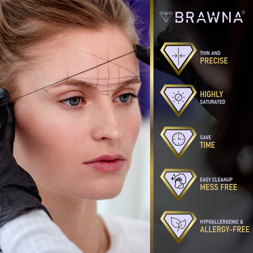 BRAWNA STRINGA MAPPATURA SOPRACCIGLIA PREINCHIOSTRATA PER MICROBLADING E TRUCCO PERMANENTE - Foto 2 di 8