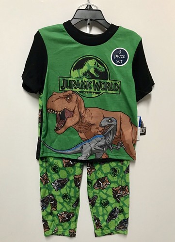 Jurassic World Green Dino Exclusive Short Sleeve Top, Shorts & Pants 3-Piece Set - Picture 2 of 4