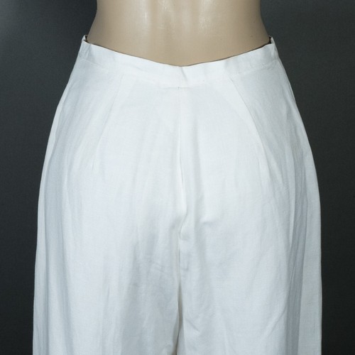 Metrostyle Wide Leg Wide Cuff White Lined Linen Blend Pants Size 12 US - Picture 4 of 5