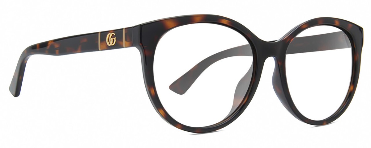 Gucci GG0636SK Designer Reading Glasses Tortoise Havana Gold Round 