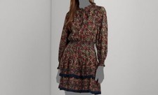 Lauren Ralph Lauren Women's Orange Multi Print Cotton Voile Dress Size 12