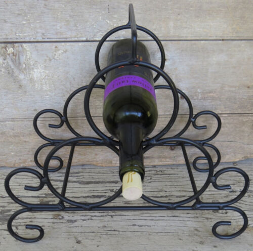 PRIMITIVE WROUGHT IRON WINE RACK 3 Bottle Rack Rustic Country Ktchen Home Decor - Picture 1 of 7