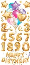 Violette Stickers Gold Happy Birthday  Numbers Scrapbook Craft Planner Supply