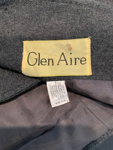 Blazer Traje Doble Solapa Forrado de Lana Gris Talla 5/6 De Colección GLEN AIRE Para Mujer - Imagen 5 de 5