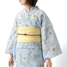 Yukata Anemone Light Blue Floral Feminine Women's kimono Kawaii Cute