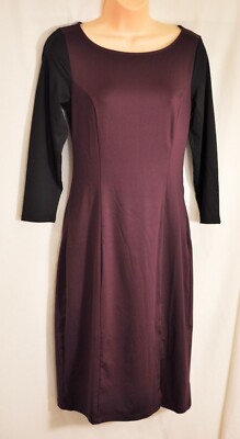women's Unbranded purple black dress size Small 3/4 sleeve scoop neck polyester