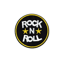 Rock N Roll Music Circle Badge Embroidered Iron On Patch DIY Applique