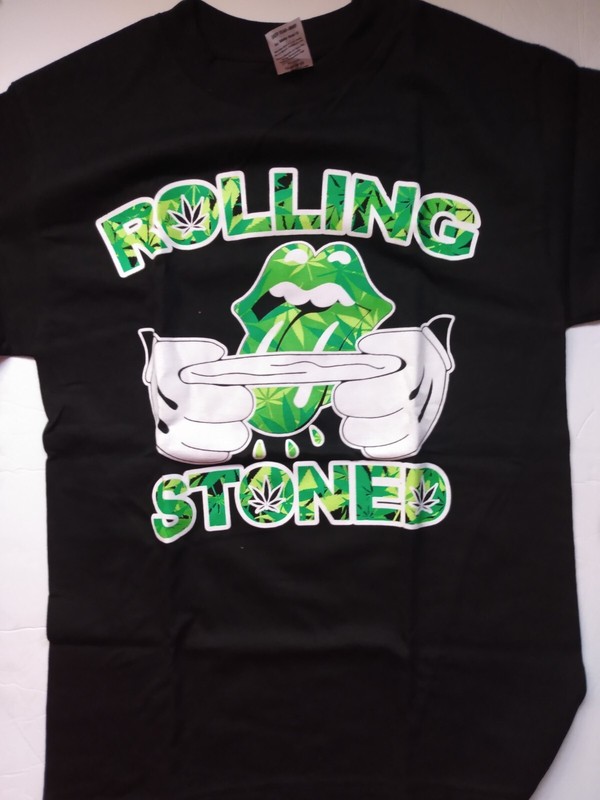 Black Rolling Stoned Graphic Shirt Sleeve Tee Size Small