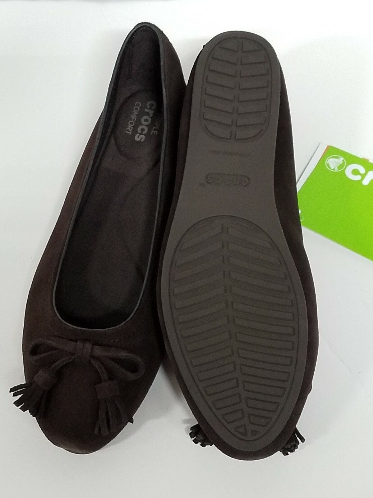 NEW Women's CROCS Embellished Lina Suede Flat Shoes SZ