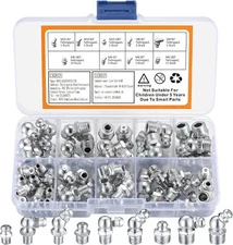Metric Grease Fittings Kit 60 Pcs Hydraulic Grease Zerk Assortment Kit 45 90 ...