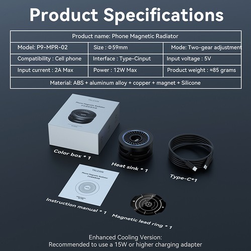 Phone Cooler Low Noise Cooling Magnetic Phone Radiator Semiconductor Heatsink - Zdjęcie 14 z 18