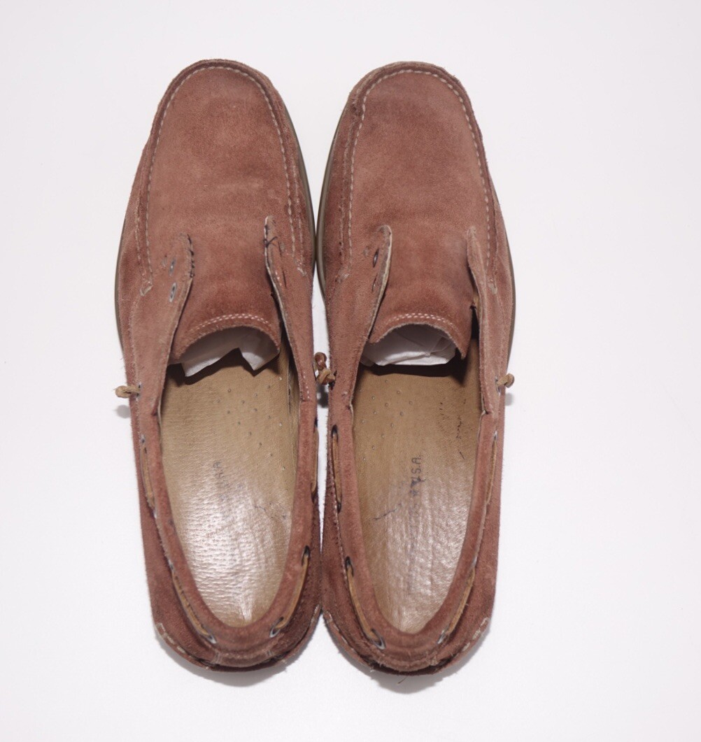 John Varvatos Laceless Boat Shoes Size 12M Suede Burgundy | eBay display picture 2
