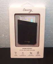 Casery Phone Pocket Stick-On Card Holder - Black Velvet - Smart Phone NIB