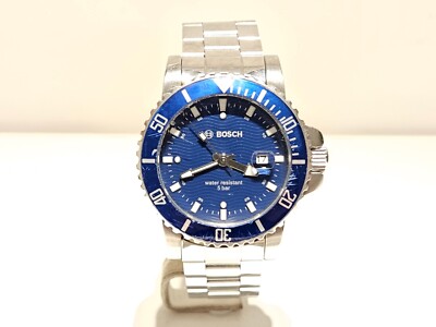 VINTAGE DIVER STYLE ADVERTISING OF COMPANY ''BOSCH'' QUARTZ MEN'S WATCH/BLUE DIAL