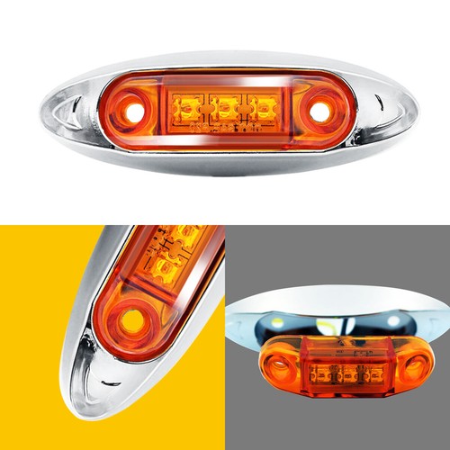 10x Amber 3-LED 4" Marker Side Lights Truck Trailer Clearance Light Waterproof - Picture 4 of 12