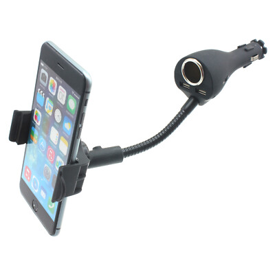 CAR MOUNT CHARGER HOLDER DC SOCKET USB 2-PORT CRADLE SWIVEL DOCK for CELL PHONES