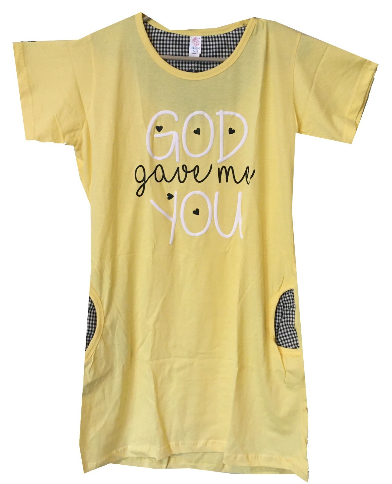 Long Tees Lemon Yellow T-shirts Short Sleeve Loungewear 2 Pockets, Sleep  Shirts | eBay