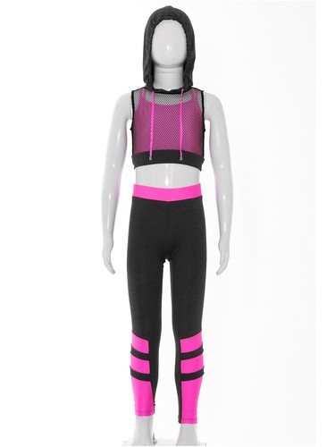 Girls Hip Hop Dance Outfit 3 Piece Hooded Crop Tops Athletic Pants Jogger Set - Picture 46 of 69