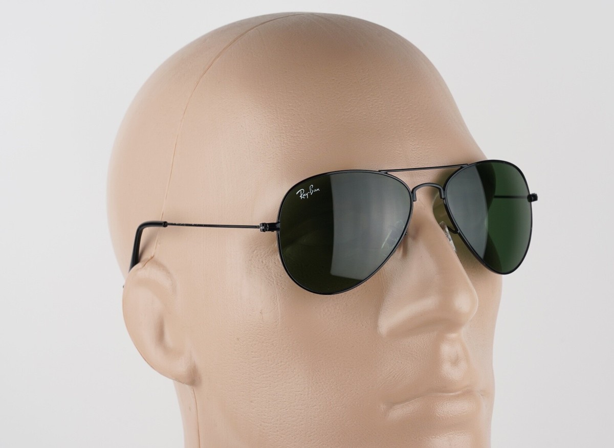 Ray-Ban RB3025 Aviator Black Frame Green Lens 58mm Sunglasses Italy Ray-Ban Aviator Sunglasses RB3025 002/4J Black Green  main image 2