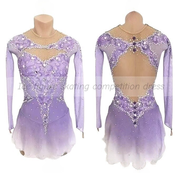 Fabricante Tienda Niñas Hielo Figura Patinaje Competición Vestido Lavanda