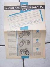 Motorrad   Prospekt (Werbe Beilage -alt) Adler  1954