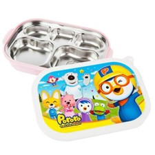 PORORO Stainless Steel Food Snack Plate Tray Lunch Box for Kids Children Korea