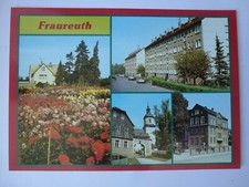 AK Fraureuth Landkreis Zwickau Dahlienschau Kirche Blick zur Schule Neubauten