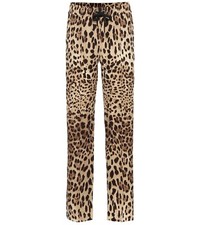 DOLCE & GABBANA Logo Leopard-Printed Silk Pants Size 42 IT, 6 U.S, 10 U.K NWOT