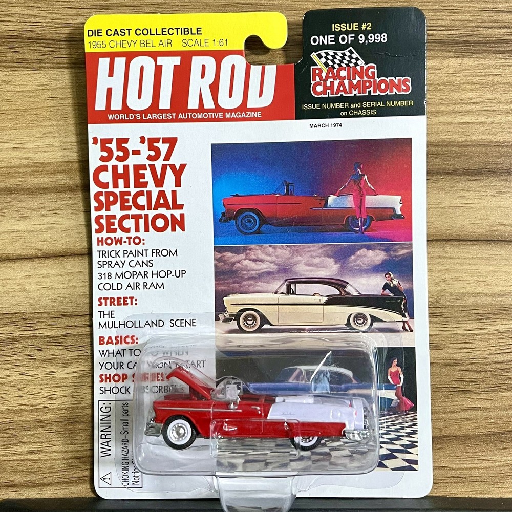 Racing Champions Hot Rod Magazine Issue #2 1955 Chevy Bel Air Red MOC 1998