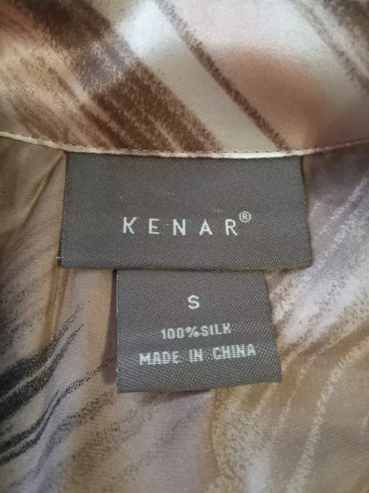 KENAR Women's Small Halter Tank Top Blouse 100% Silk Sleeveless Brown Ruffles - Image 3 of 4