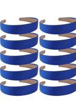 10 Pack Satin Headbands- Royal Blue