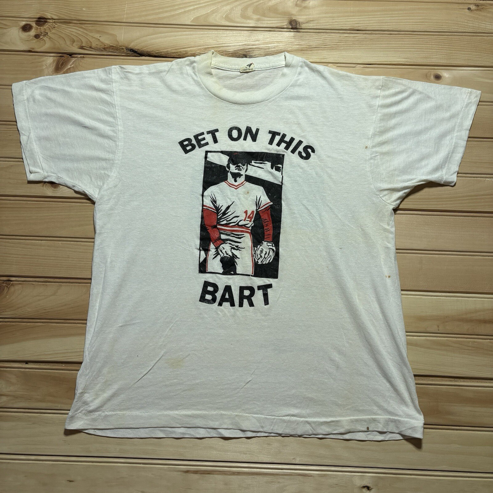 Vintage 80s Pete Rose Bet On This Bart MLB Baseball Shirt Size Large RARE