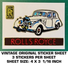 ROLLS ROYCE CAR - VINTAGE ORIGINAL VINYL DECAL STICKER SHEET