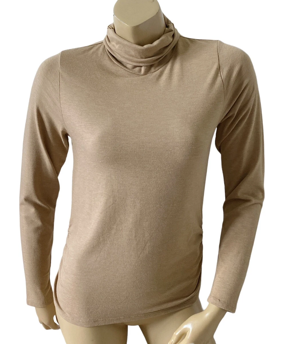 Tan turtleneck shirt top