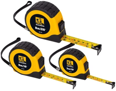 Tape Measure Set 3m 5m & 8m Measuring Tape Set 3 Piece ROUGHNECK 43-100 UK STOCK