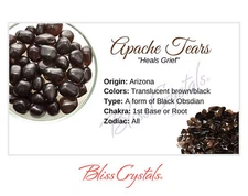 APACHE TEARS Crystal Information Card, Double sided #HC66