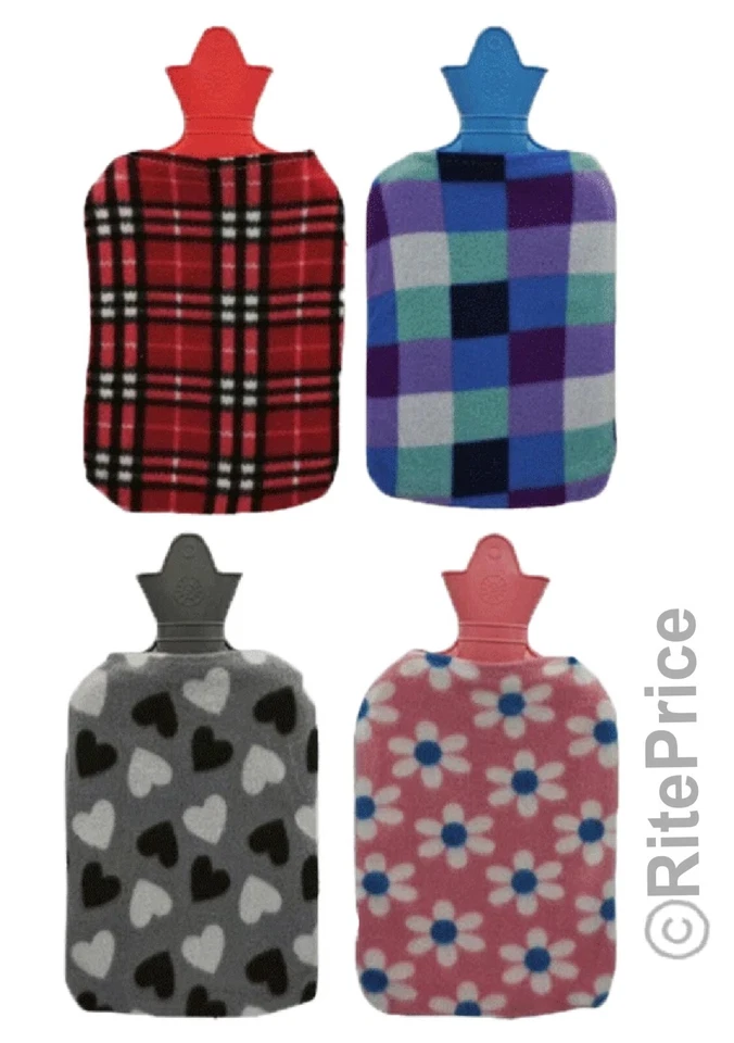 Botella de agua caliente 2000 ml con cubierta de felpa bolsa de goma para aliviar el dolor terapia cálida Foto 2 de 4